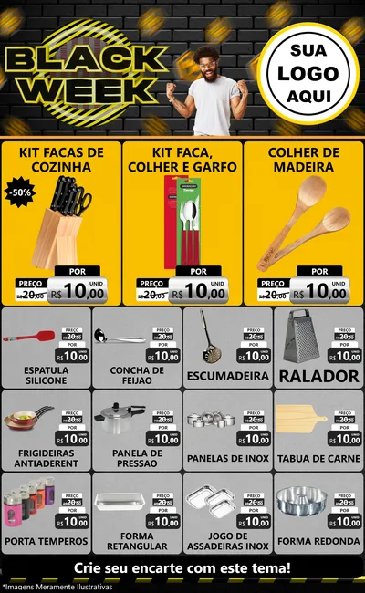 Modelo de Encarte para Encarte Grande com o tema Black Week para Utilidades Domésticas