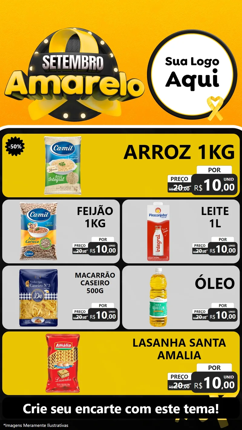 Modelo de TV para TV Vertical com o tema Setembro Amarelo para Supermercado