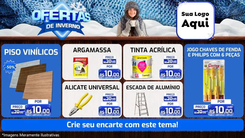 Modelo de TV para TV Horizontal com o tema Ofertas de Inverno para Material para Construção