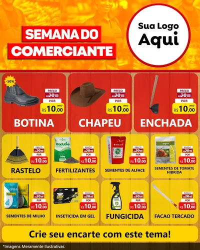 Modelo de Rede Social para Feed Instagram com o tema Semana do Comerciante para Agropecuária
