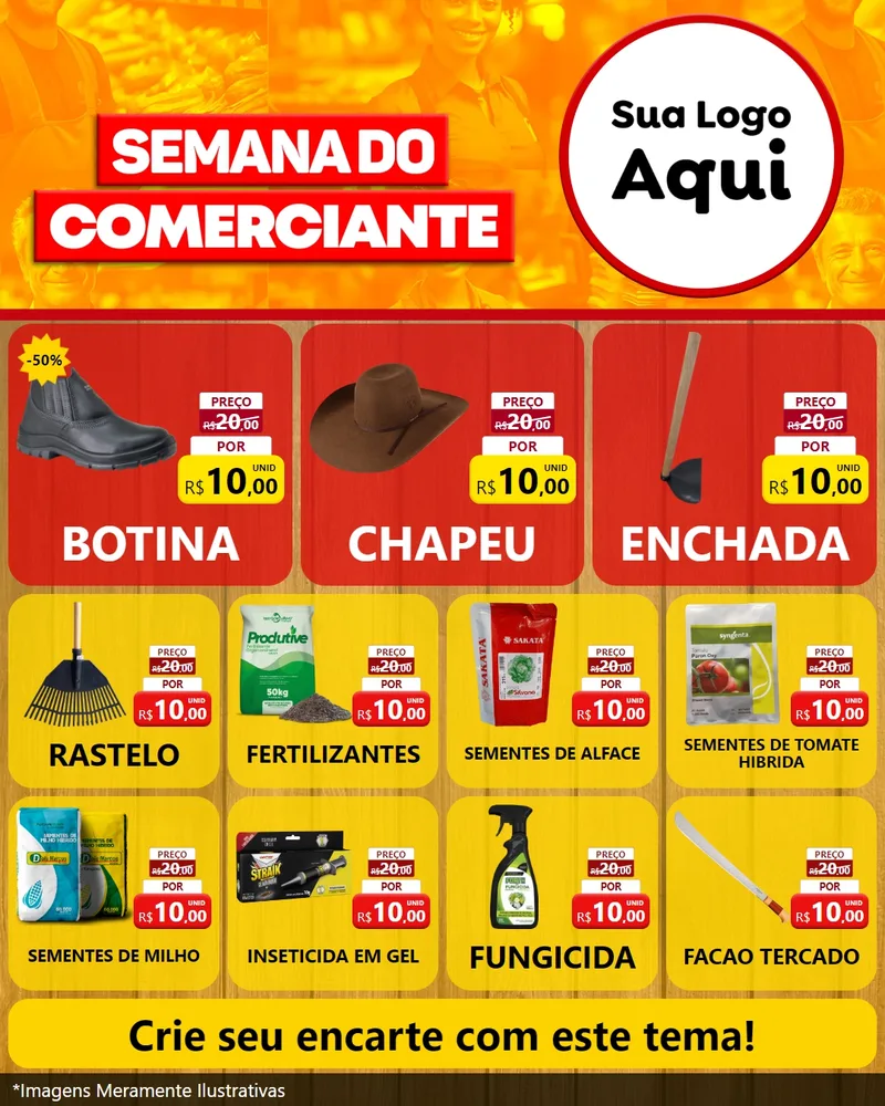 Modelo de Rede Social para Feed Instagram com o tema Semana do Comerciante para Agropecuária