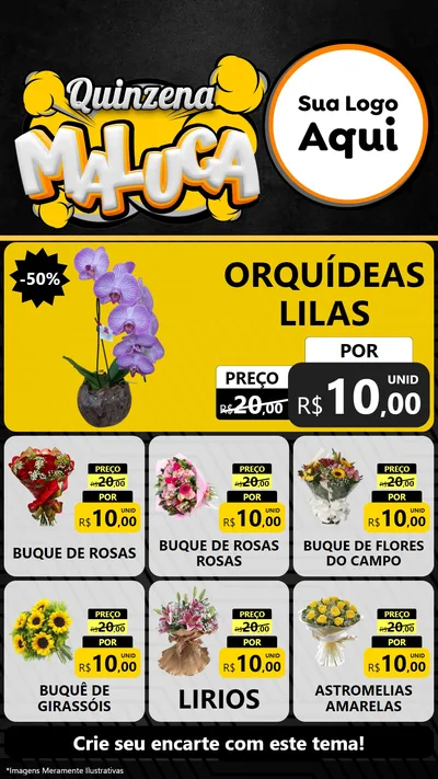 Modelo de Rede Social para Stories com o tema Quinzena Maluca para Floricultura e jardim