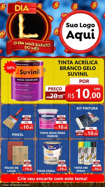 Modelo de Rede Social para Stories com o tema Dia L - O Dia Mais Barato Do Mês para Tintas e Ferramentas