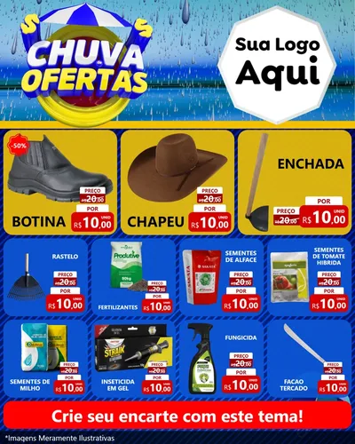 Modelo de Rede Social para Feed Instagram com o tema Chuva de Ofertas para Agropecuária
