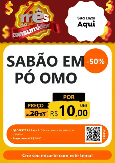 Modelo de Cartaz para Cartaz A4 Vertical com o tema Mês do consumidor para Produtos de Limpeza