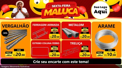 Modelo de TV para TV Horizontal com o tema Sexta-feira Maluca para Ferragens