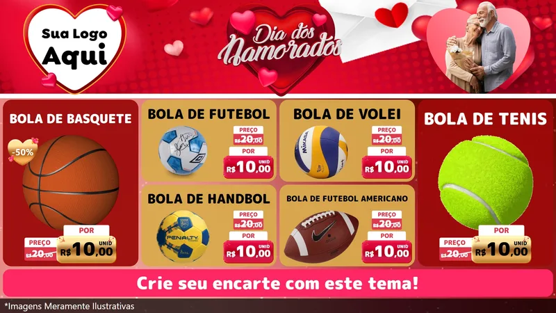 Modelo de TV para TV Horizontal com o tema Dia Dos Namorados para Artigos Esportivos