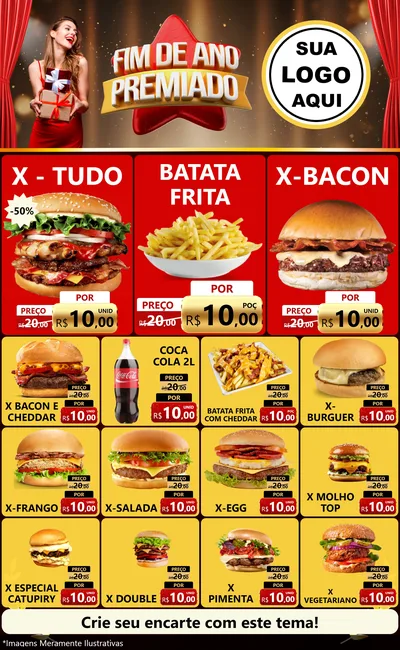 Modelo de Encarte para Encarte Grande com o tema Fim de Ano Premiado para Hamburgueria