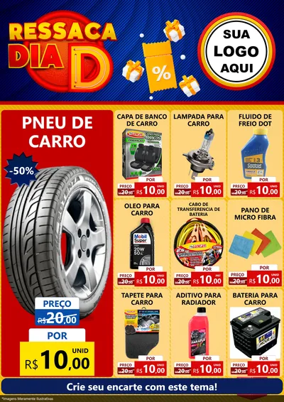 Modelo de Encarte para Encarte A4 Vertical com o tema Ressaca Dia D para Auto peças