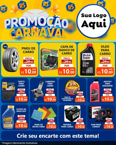 Modelo de Rede Social para Feed Instagram com o tema Promoção de Carnaval para Auto peças