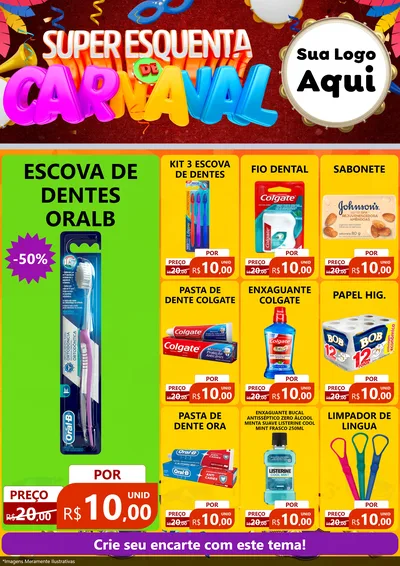 Modelo de Encarte para Encarte A4 Vertical com o tema Super Esquenta de Carnaval para Higiene Pessoal