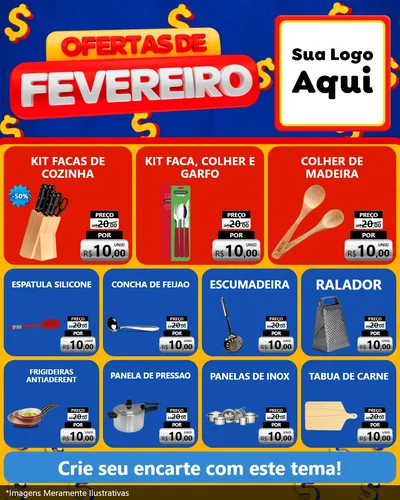 Modelo de Rede Social para Feed Instagram com o tema Ofertas de Fevereiro para Utilidades Domésticas