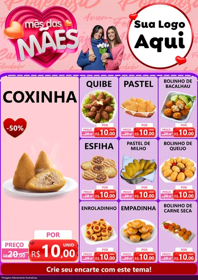 Modelo de Encarte para Encarte A4 Vertical com o tema Mês Das Mães para Salgadaria