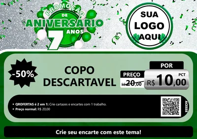 Modelo de Cartaz para Cartaz A4 Horizontal com o tema Promoção de Aniversário - 7 Anos para Embalagens