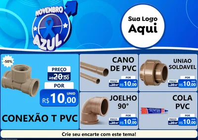 Modelo de Encarte para Encarte A4 Horizontal com o tema Novembro Azul para Tubos e conexões