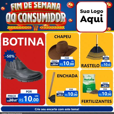 Modelo de Rede Social para Feed Facebook com o tema Fim de Semana do Consumidor para Agropecuária
