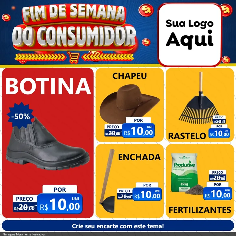 Modelo de Rede Social para Feed Facebook com o tema Fim de Semana do Consumidor para Agropecuária