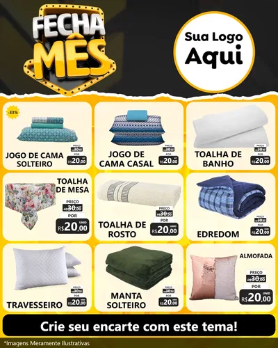 Modelo de Rede Social para Feed Instagram com o tema Fecha Mês para Cama, Mesa e Banho