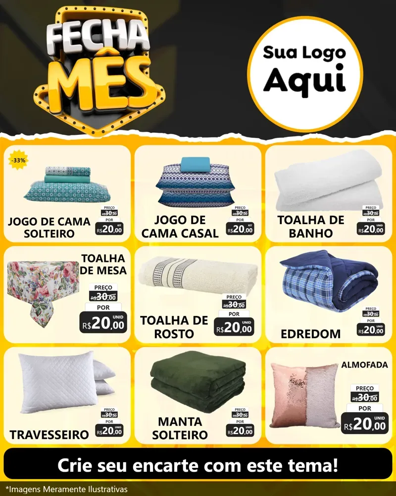 Modelo de Rede Social para Feed Instagram com o tema Fecha Mês para Cama, Mesa e Banho