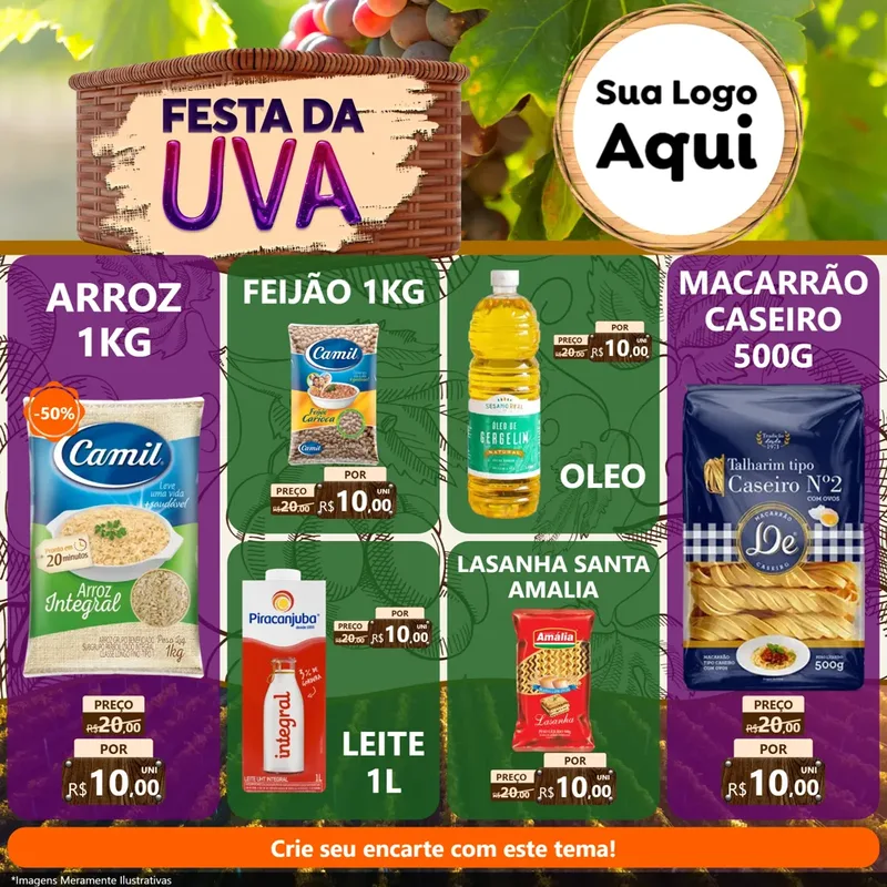 Modelo de Rede Social para Feed Facebook com o tema Festa da Uva para Supermercado