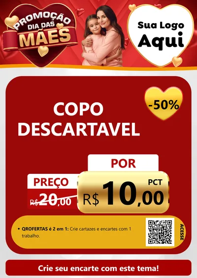 Modelo de Cartaz para Cartaz A4 Vertical com o tema Promoção Dia das Mães para Embalagens