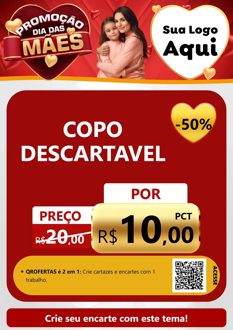 Modelo de Cartaz para Cartaz A4 Vertical com o tema Promoção Dia das Mães para Embalagens