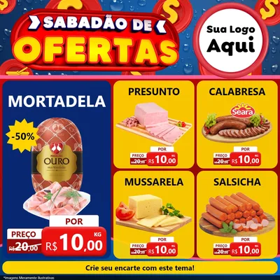 Modelo de Rede Social para Feed Facebook com o tema Sabadão de Ofertas para Frios e Laticínios
