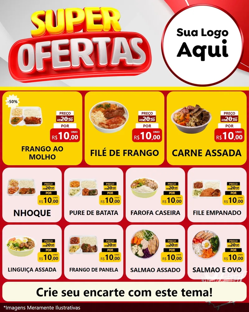 Modelo de Rede Social para Feed Instagram com o tema Super Ofertas para Restaurante