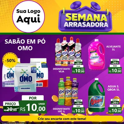 Modelo de Rede Social para Feed Facebook com o tema Semana Arrasadora para Produtos de Limpeza