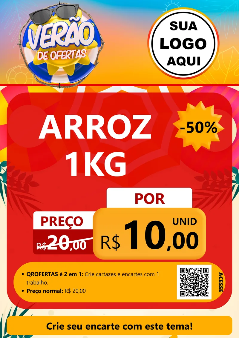Modelo de Cartaz para Cartaz A4 Vertical com o tema Verão de Ofertas para Supermercado