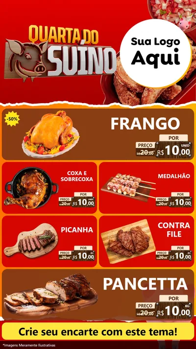 Modelo de TV para TV Vertical com o tema Quarta do Suíno para Assados