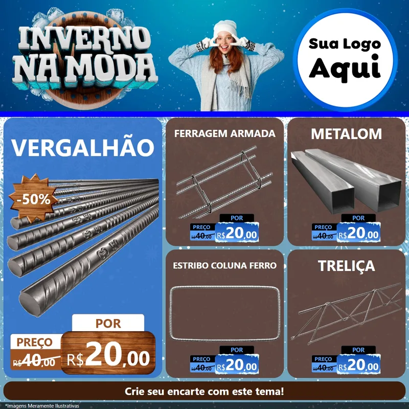 Modelo de Rede Social para Feed Facebook com o tema Inverno na Moda para Ferragens