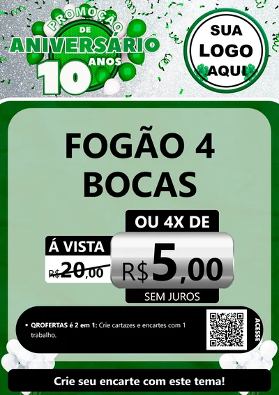 Modelo de Cartaz para Cartaz A4 Vertical com o tema Promoção de Aniversário - 10 Anos para Móveis e Eletro