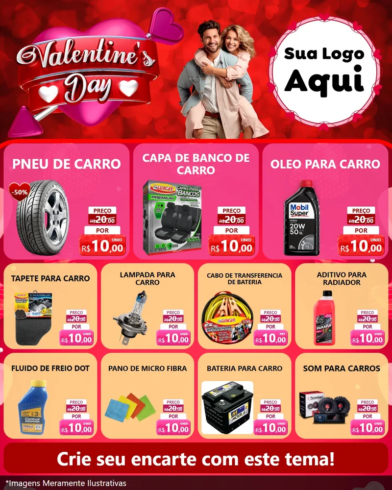 Modelo de Rede Social para Feed Instagram com o tema Valentine's Day para Auto peças