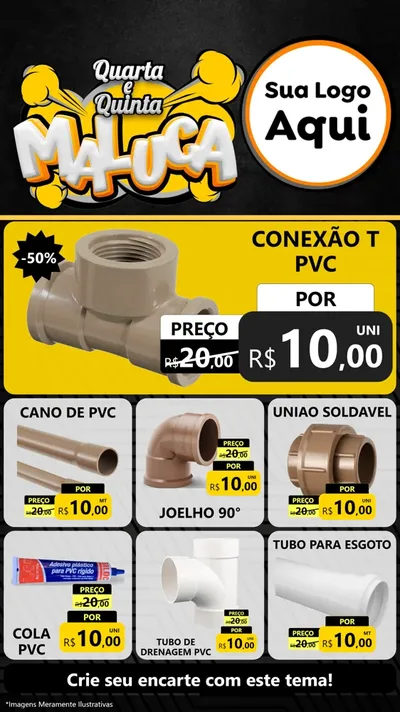 Modelo de Rede Social para Stories com o tema Quarta e Quinta Maluca para Tubos e conexões