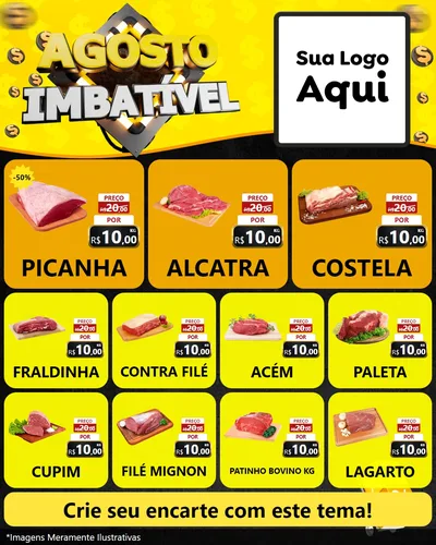 Modelo de Rede Social para Feed Instagram com o tema Agosto Imbatível para Açougue