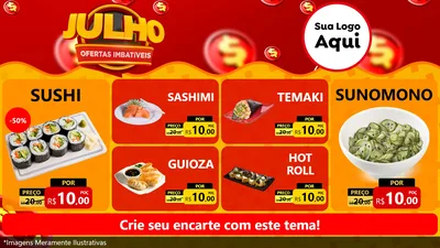 Modelo de TV para TV Horizontal com o tema Julho Ofertas Imbatíveis para Comida japonesa