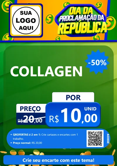 Modelo de Cartaz para Cartaz A4 Vertical com o tema Dia Da Proclamação da República para Suplementos alimentares