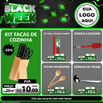 Modelo de Rede Social para Feed Facebook com o tema Black Week para Utilidades Domésticas