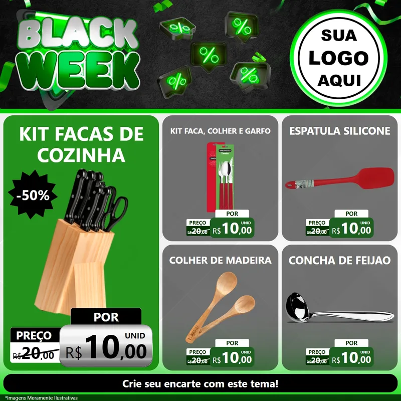 Modelo de Rede Social para Feed Facebook com o tema Black Week para Utilidades Domésticas