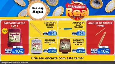 Modelo de TV para TV Horizontal com o tema Sabadão do Real para Armarinho e Aviamentos