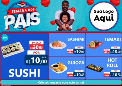 Modelo de Encarte para Encarte A4 Horizontal com o tema Semana Dos Pais para Comida japonesa