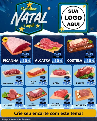 Modelo de Rede Social para Feed Instagram com o tema O Melhor Natal É Aqui! para Açougue