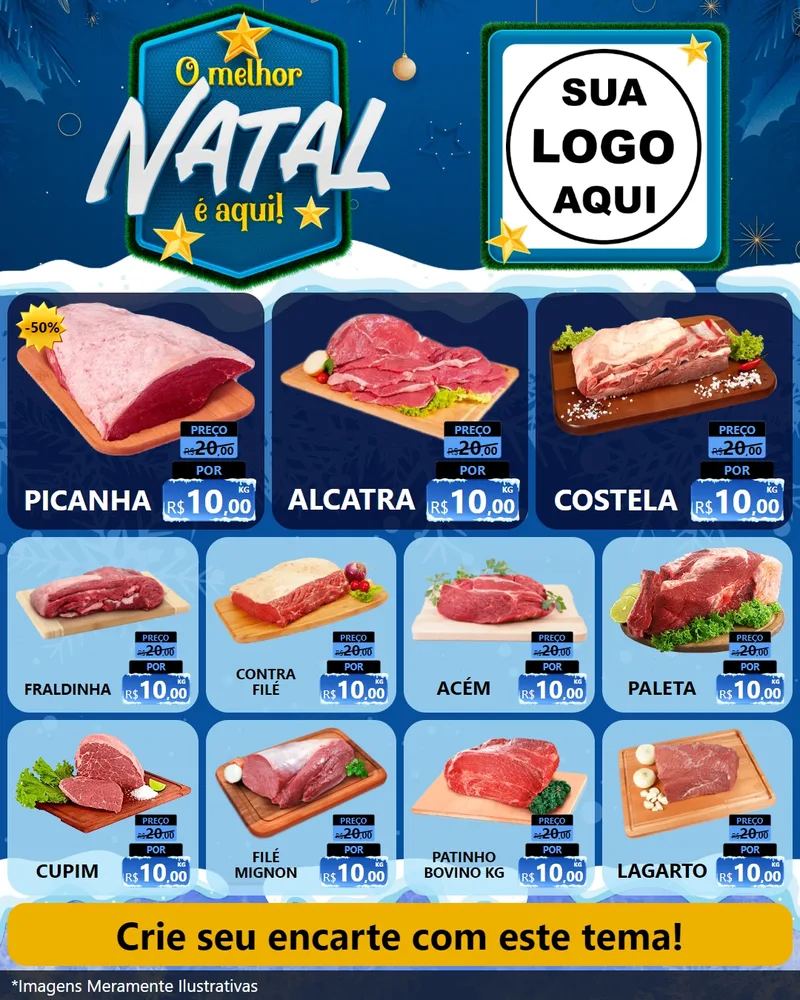 Modelo de Rede Social para Feed Instagram com o tema O Melhor Natal É Aqui! para Açougue