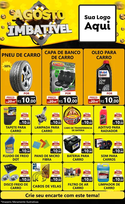 Modelo de Encarte para Encarte Grande com o tema Agosto Imbatível para Auto peças