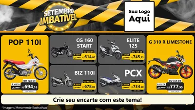 Modelo de TV para TV Horizontal com o tema Setembro Imbatível para Concessionaria de Motos