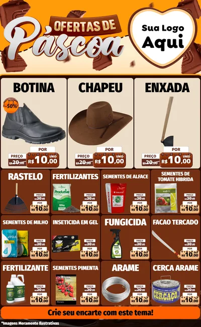 Modelo de Encarte para Encarte Grande com o tema Ofertas de Páscoa para Agropecuária