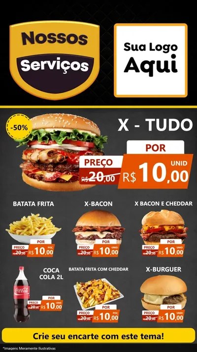 Modelo de Rede Social para Stories com o tema Nossos Serviços para Hamburgueria