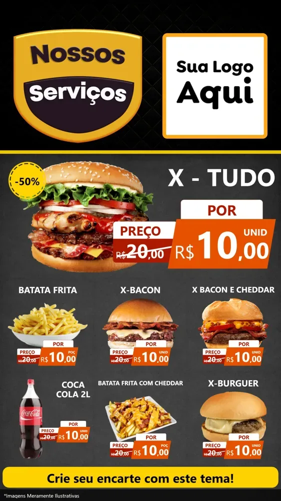 Modelo de Rede Social para Stories com o tema Nossos Serviços para Hamburgueria