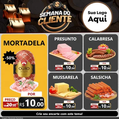 Modelo de Rede Social para Feed Facebook com o tema Semana do Cliente para Frios e Laticínios